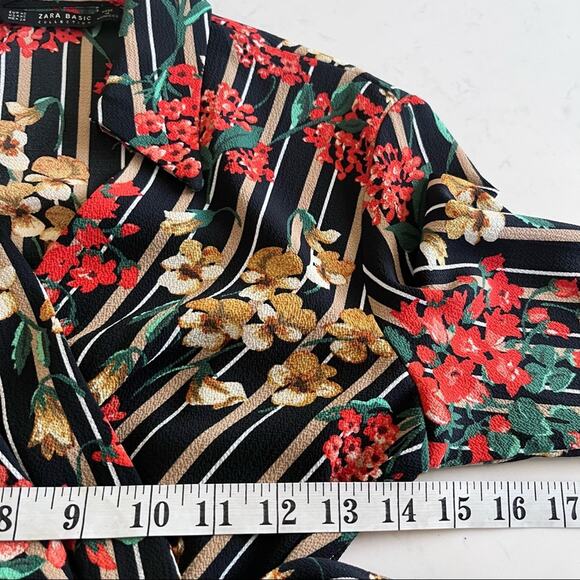 Zara floral stripe wrap dress size XS - Picture 8 of 12